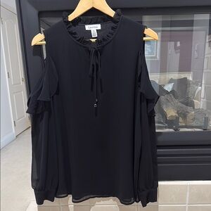 Calvin Klein Women's Black Cold Shoulder Top